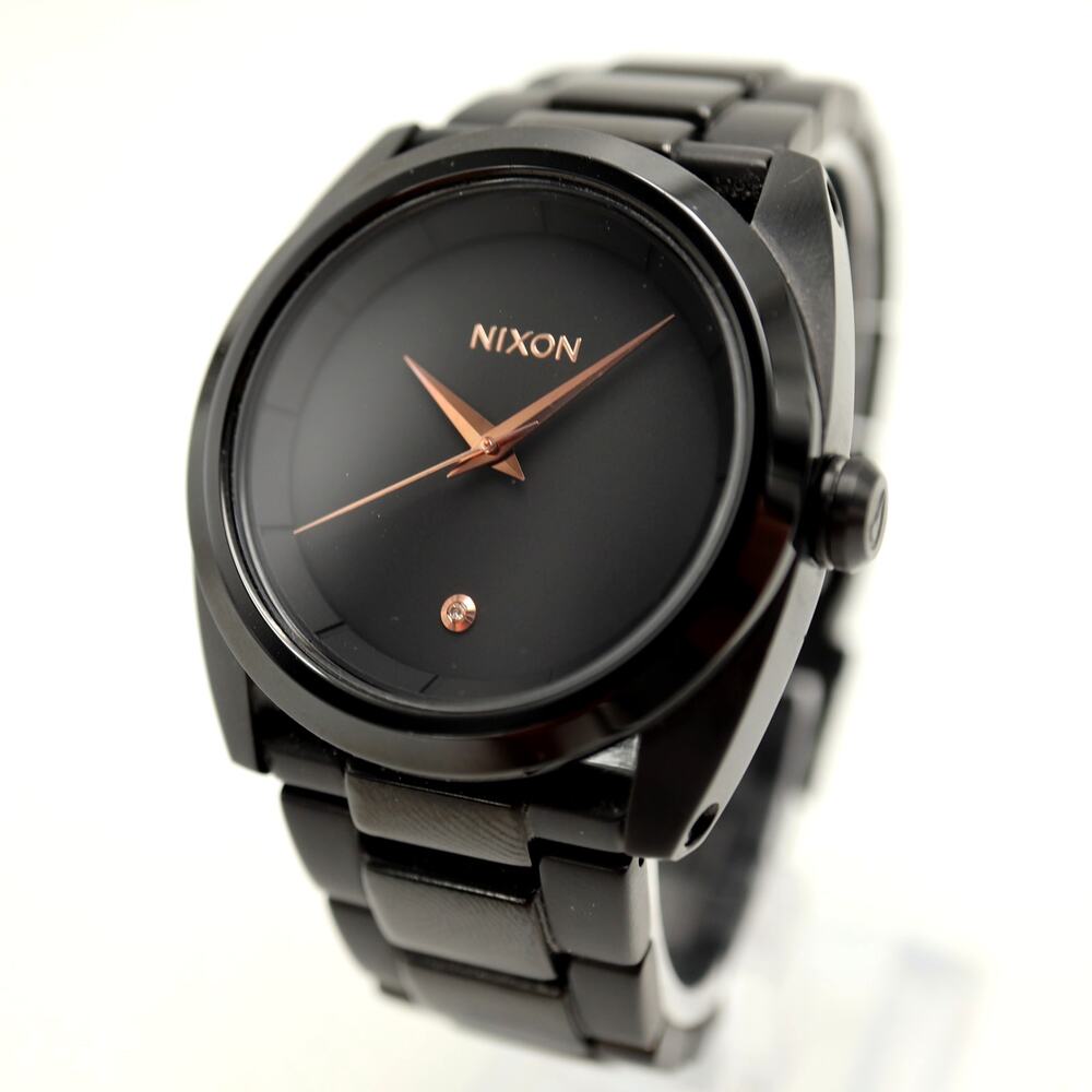 Nixon The Queenpin Black Rose Gold Tone 36mm Watch 6" Steel Bracelet New Battery